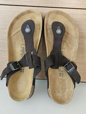 Birkenstock Betula Gizeh Suede Leather Sandals Brown Size 10